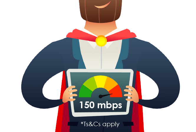 150/150 Mbps First Class Fibre Internet.