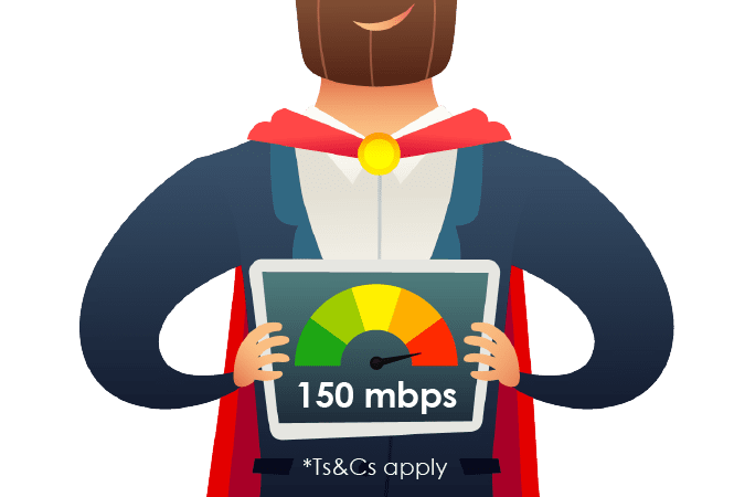 150/150 Mbps First Class Fibre Internet. 